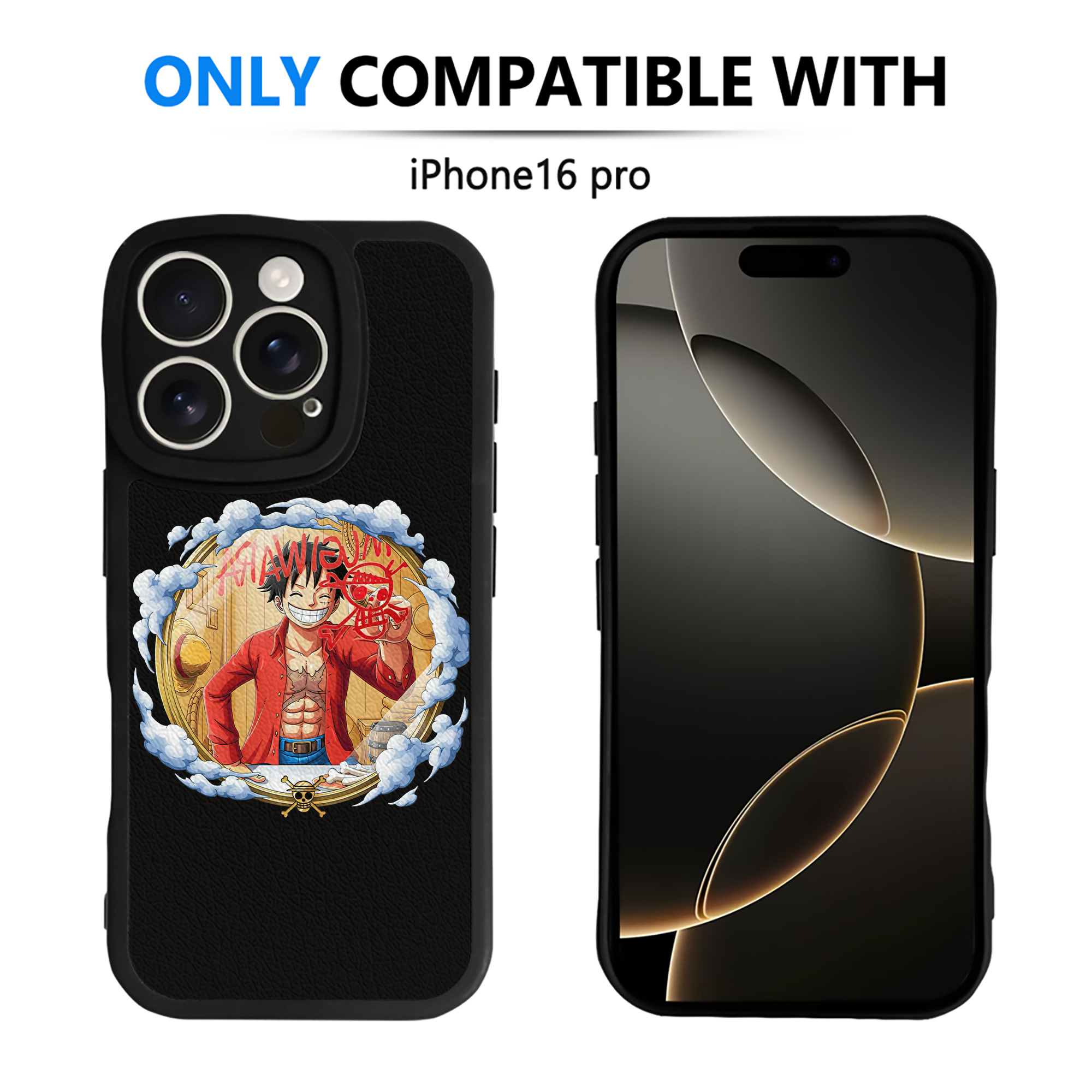（画像用） ワンピース モンキー・D・ルフィ ONE PIECE Monkey D. Luffy 【iPhone 16シリーズ対応】シリコンスマホケース（レザー調） 材質：シリコン